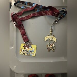 Vintage set of 2 Pirates of the Caribbean Disney Lanyard with Charm